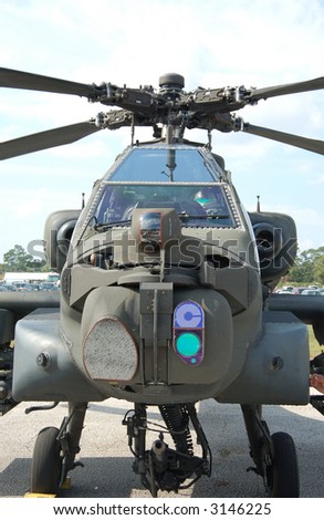 Front view of Apache helicopter