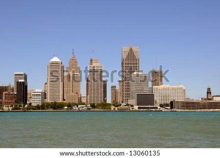 US city skyline and downtown - Detroit