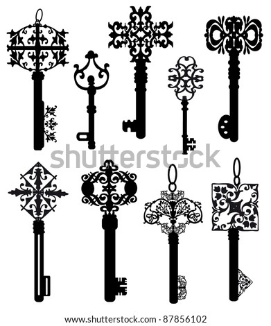 Collection Of Ancient Keys Stock Vector Illustration 87856102 ...