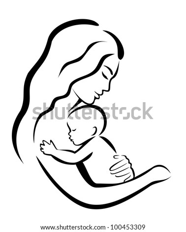 Mother And Her Baby Symbol, Vector Illustration - 100453309 : Shutterstock