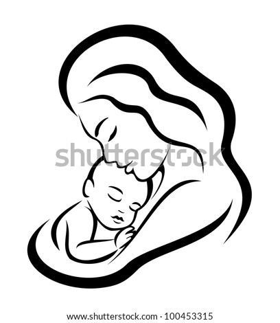 Mother And Her Baby Symbol, Vector Illustration - 100453315 : Shutterstock