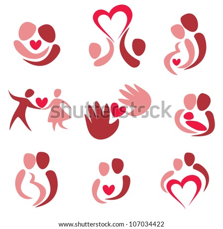 Love, Wedding, Set Of Couple In Love Icons, Isolated Vectors ...