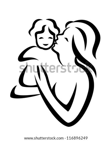 Mother And Child Vector Sketch - 116896249 : Shutterstock