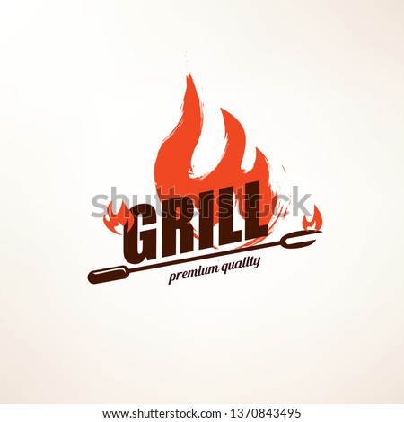 bbq and grill  stylized vector symbol, label and emblem template