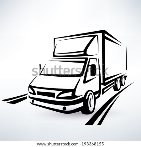 mini van outlined sketch, isolated vector symbol - stock vector