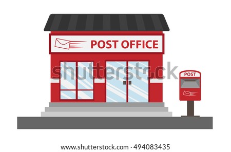 Post office cartoon style vector , isolated on white background