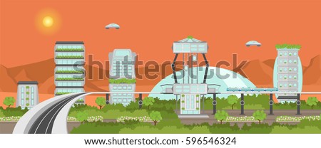 Big City Colony on Mars vector