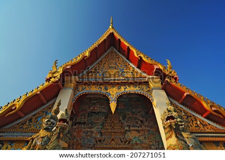 Main building of temple in Thailand remote area