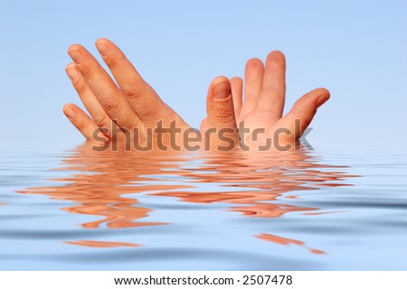 Close up of female hands on the sea (concept for slave or cast-away theme)