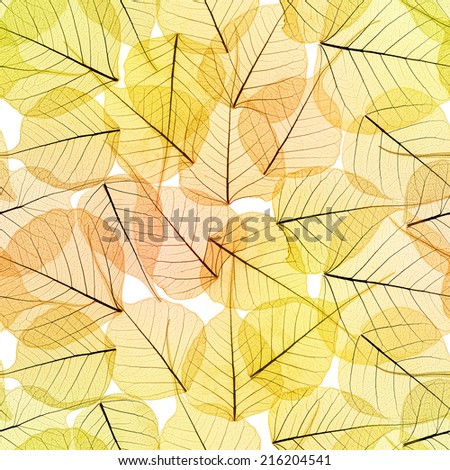 Seamless Background - Autumn Leaves Pattern texture , golden color