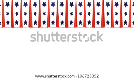 Patriotic Stars and Stripes border awning isolated on white background with room for your text