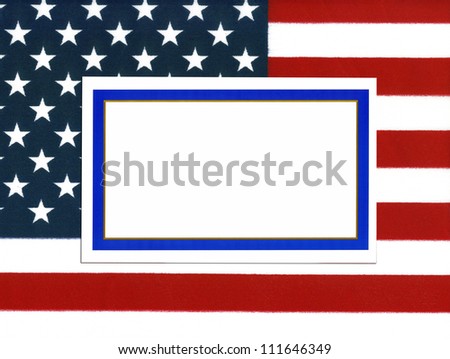 Empty bordered note card with copy space on USA flag