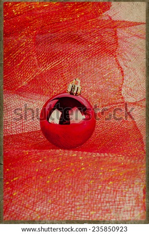 Christmas Decorations on red tulle background, Grunge Style, Grunge Style More photos like this here ...