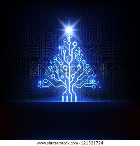 Vector electronic christmas tree