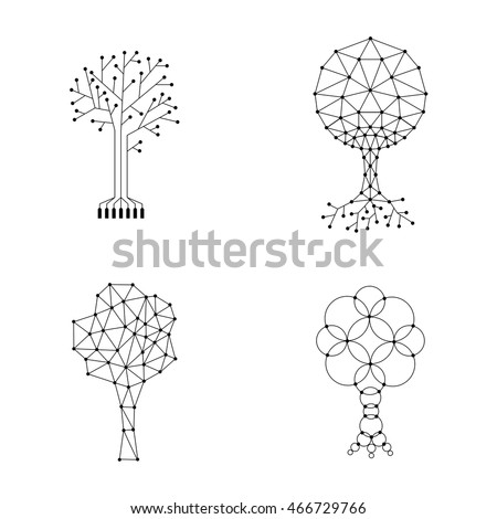 Vector set trees made of connected dots