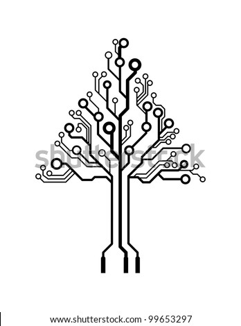 Vector logo triangle circuit board tree