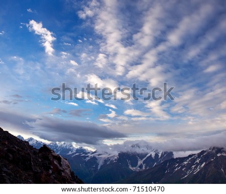 Big cloud and mountain array. Natural composition