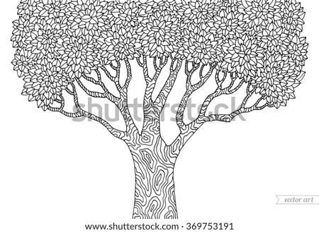 forest tree isolated big old tree vector botany detailed artwork coloring book page - Coloring Book Tree forest tree isolated big old tree vector botany detailed artwork coloring book page - Coloring Book Tree