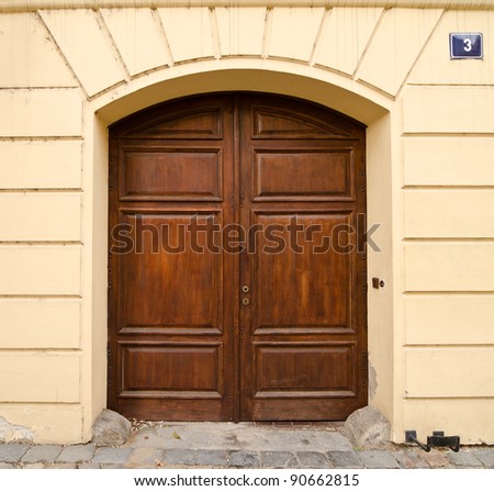 Modern Wooden Door with 2 Wings, Prague, The Czech Republic