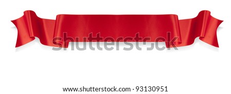 Elegance red ribbon banner with shadow