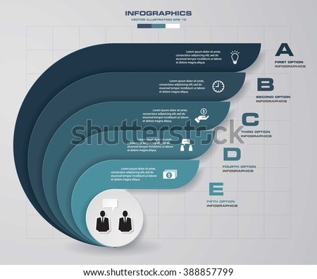 5 steps presentation template/5 options/ wing shape graphic or website layout. Vector.