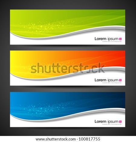 Collection banners modern wave design, colorful background. vector illustration