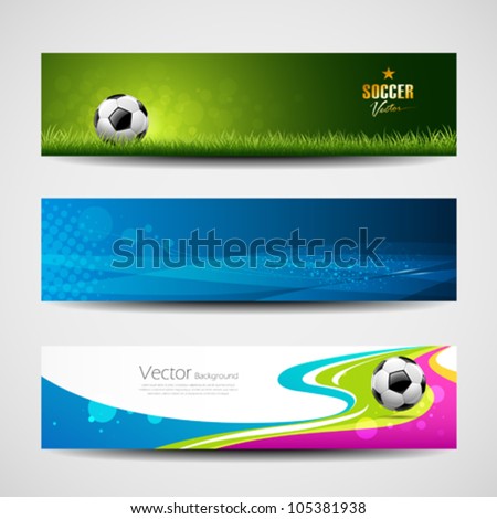 Banner Headers Soccer Ball Set Design Background, Vector Illustration ...