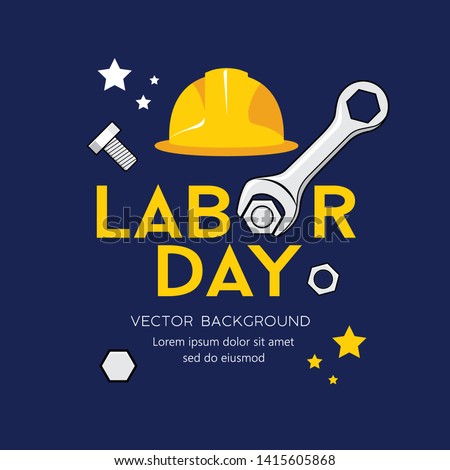 Happy Labor day message Vector, Wrench Design on navy blue background , illustration