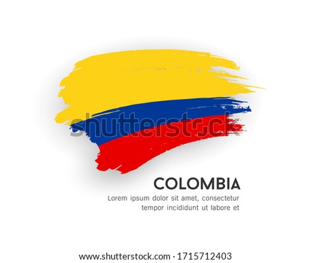 Flag of Colombia vector brush stroke design isolated on white background, illustration