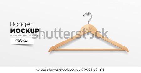 Clothes wooden hangers realistic, mockup template design isolated on white background, EPS10 Vector illustration.