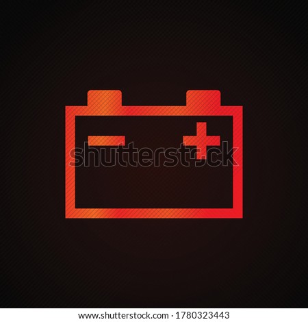 Battery light sign on car dashboard vector illustration.