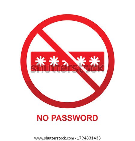 No password sign isolated on white background vector illustration.