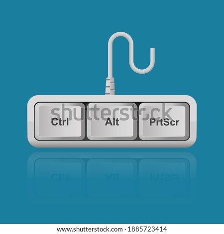 Ctrl, Alt, PrtScr keyboard keys isolated on background vector illustration,shortcut for print screen monitor.