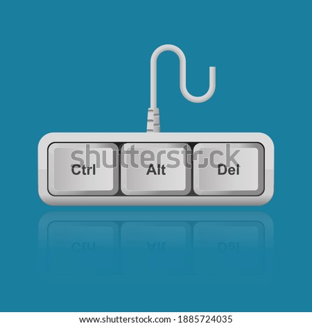 Ctrl, Alt, Del keyboard keys isolated on background vector illustration,shortcut for restart computer.