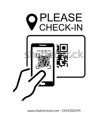 QR Code check in icon isolated on white background vector illustration.