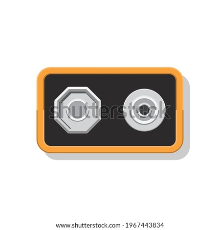 9V Battery top view isolated on white background vector illustration.