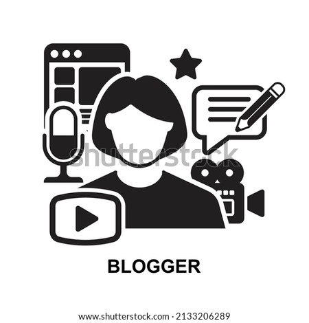 Blogger icon isolated on white background vector illustration.