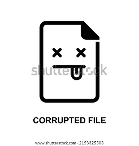 Corrupted file icon isolated on white background vector illustration.