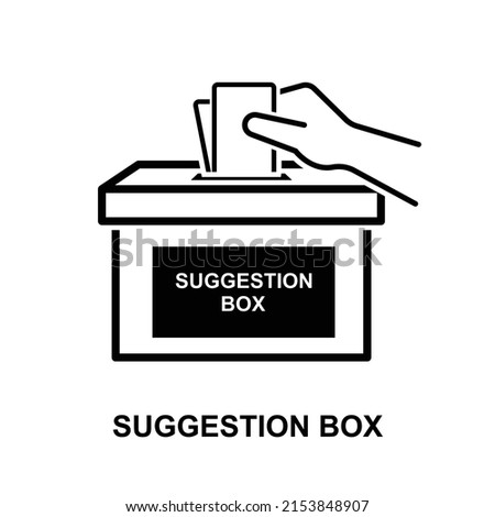 Hand putting paper in the suggestion box isolated on white background vector illustration.