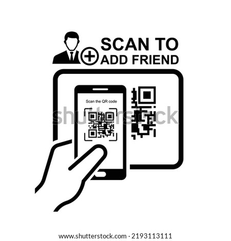 Scan to add friend icon isolated on white background vector illustration.