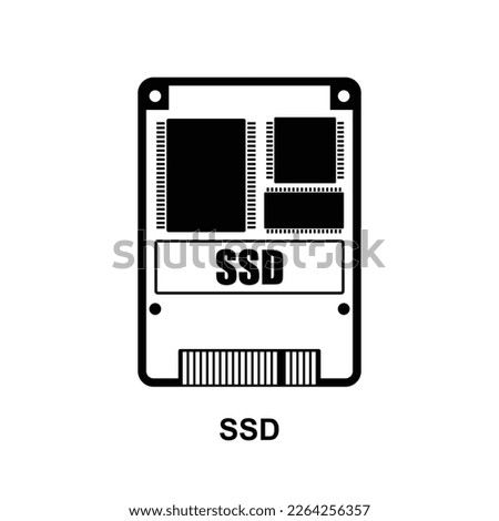 SSD icon. Solid state drive icon isolated on white background vector illustration.