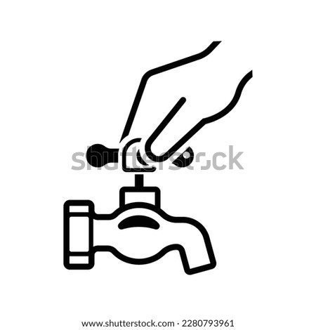 Hand closed the tab for saving water icon isolated on background vector illustration.