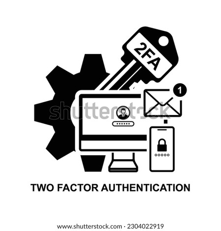 Two factor authentication icon. 2FA icon.Two factor verification via laptop and phone isolated on white background vector illustration.
