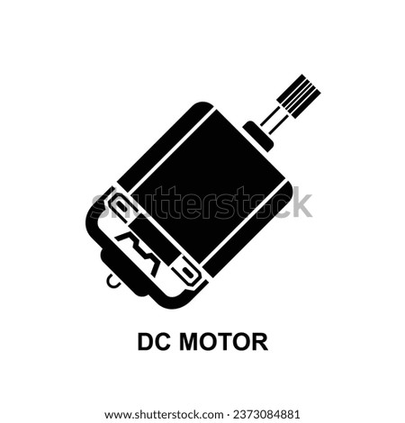 Dc motor icon.A DC motor is an electrical motor that uses direct current (DC) to produce mechanical force isolated on background vector illustration.
