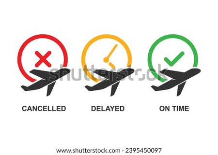 Flight Status icons isolated on background vector illustration.