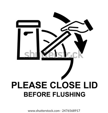 Please close lid before flushing sign isolated on background vector illustration