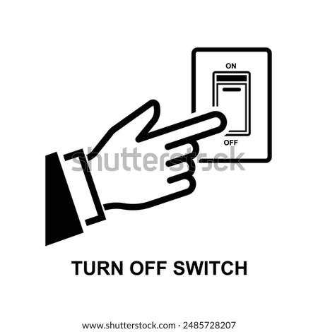 Turn off switch icon. Finger pressing on switch isolated on background vector illustration.