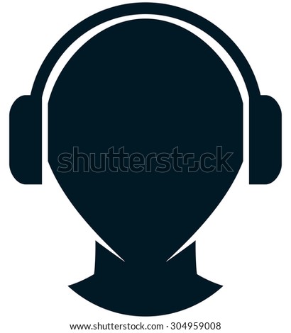 Man head in headphones vector icon isolated