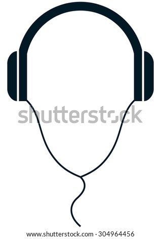 Headphones wire simple vector illustration isolated on white