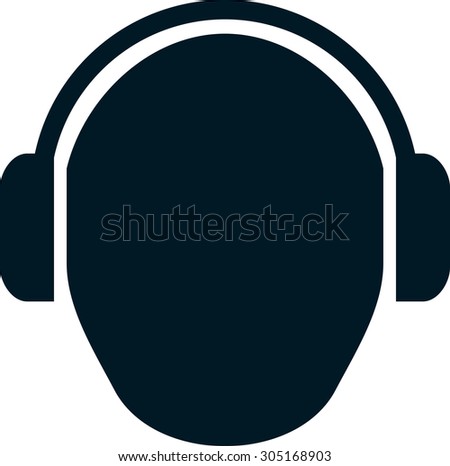 Head in headphones vector simple illustration drawing isolated